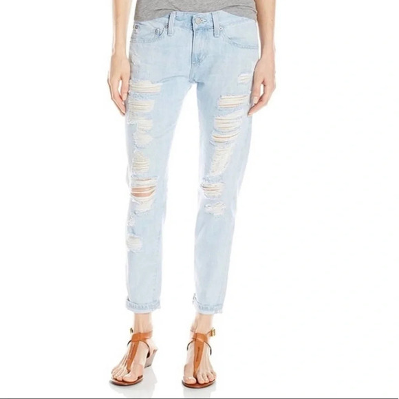 AG Adriano Goldschmied Light Wash Distressed The Nikki Crop Relaxed Jean Size 26 - Picture 11 of 11
